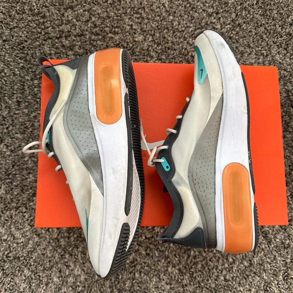 Nike Women’s White and Black Air Max Platform Sneakers with Orange Accent